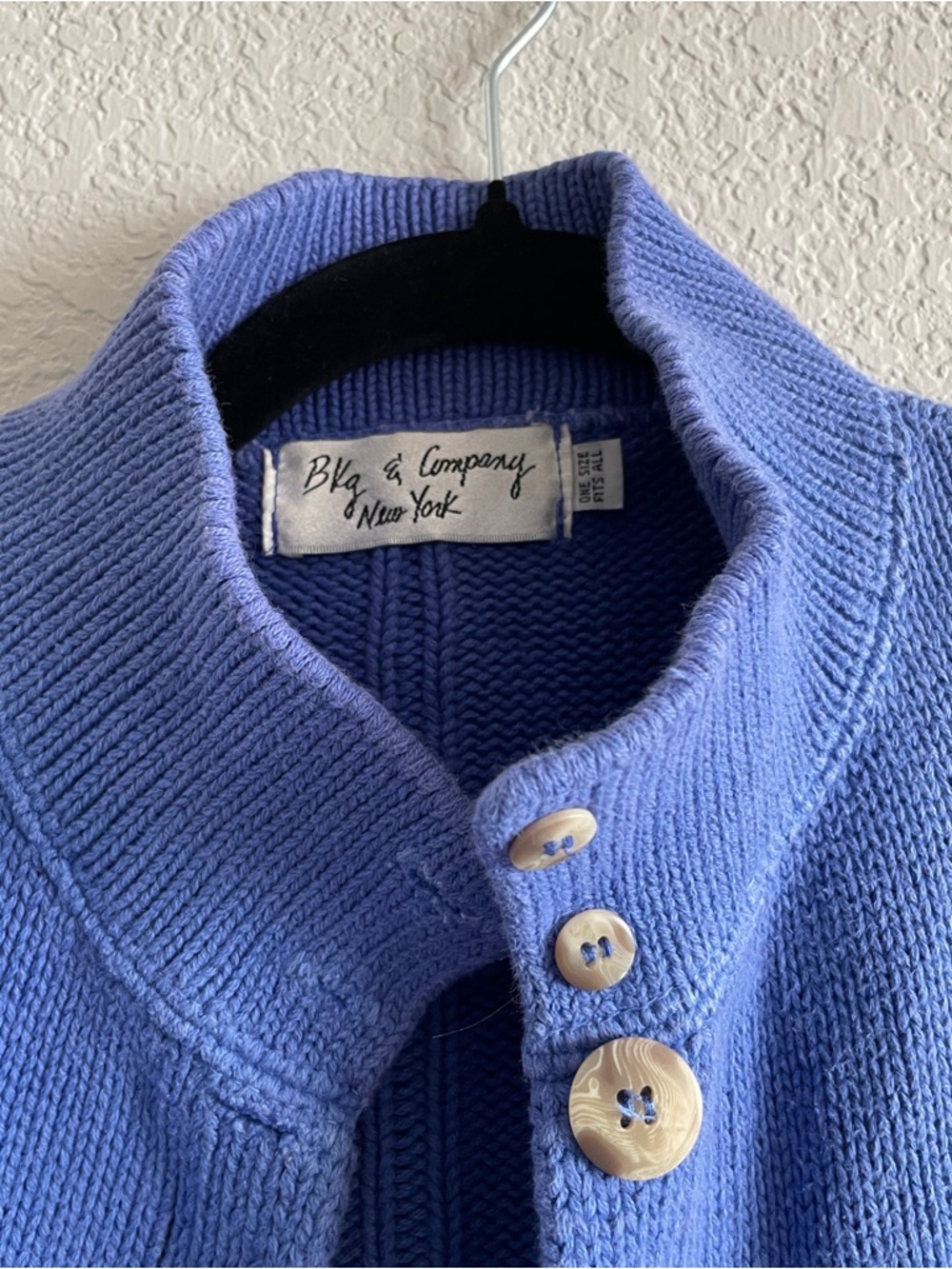 Vintage Blue Button-Front Knit Jacket - Picture 2 of 8